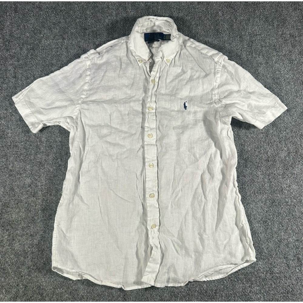 Polo Ralph Lauren Linen Button Down SS Shirt Mens RL Untucked Preppy Beach Small